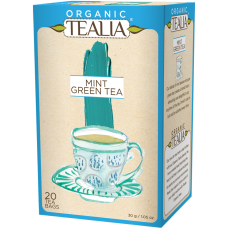 Tealia Organic Green Tea with Mint (20 Envelope Tea Bags) 40g